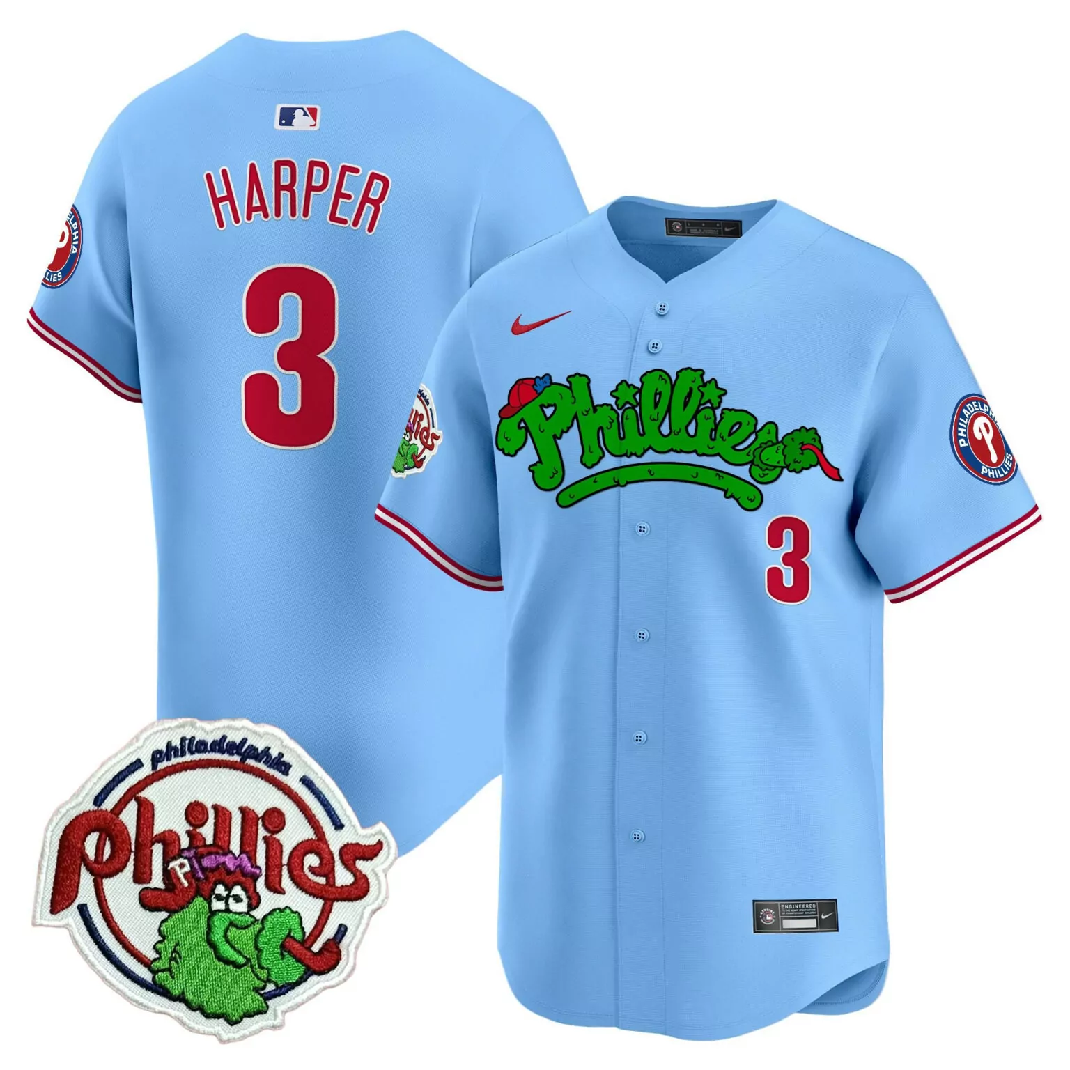 Customizable Light blue bryce harper unisex philadelphia phillies patch jersey v2 all stitched 8686