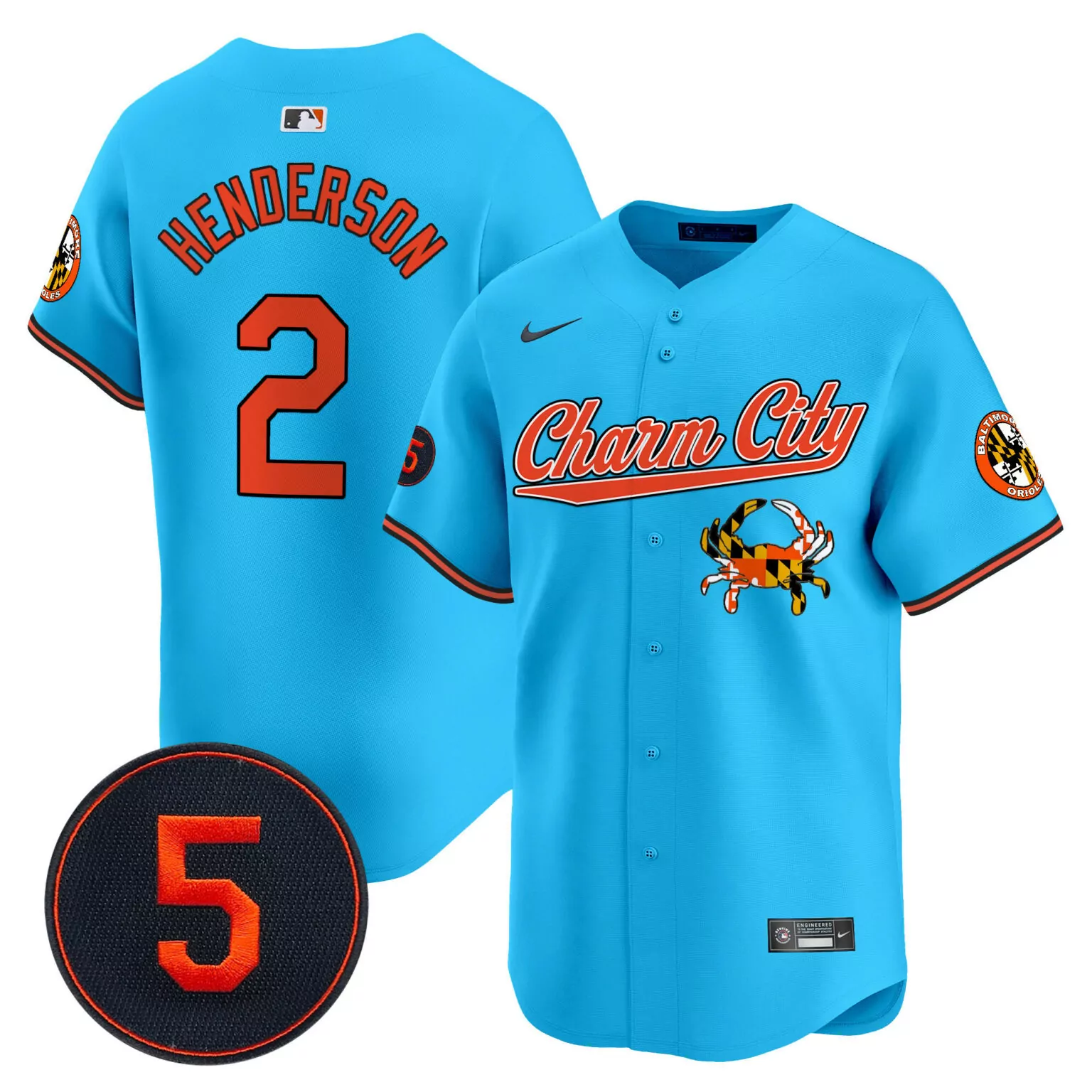 Custom Light blue gunnar henderson baltimore orioles robinson patch jersey v8 all stitched 3275