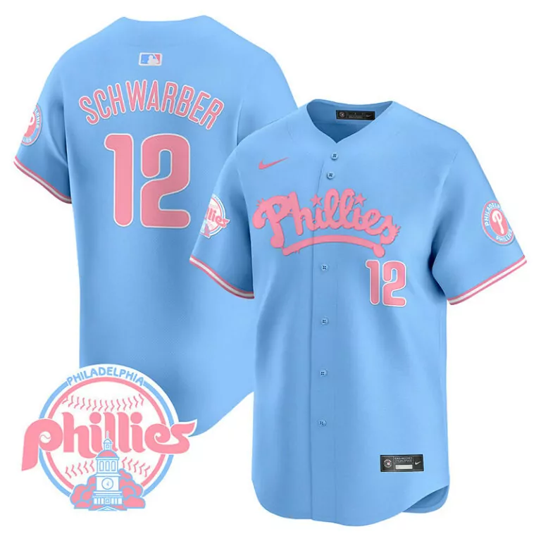 Personalized Light blue kyle schwarber philadelphia phillies bubblegum pink jersey all stitched 6347