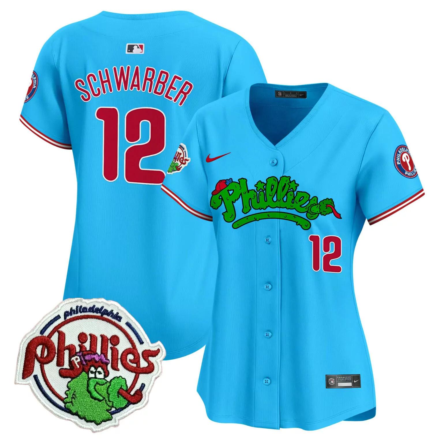 Personalized Light blue kyle schwarber philadelphia phillies patch jersey v2 all stitched 1608
