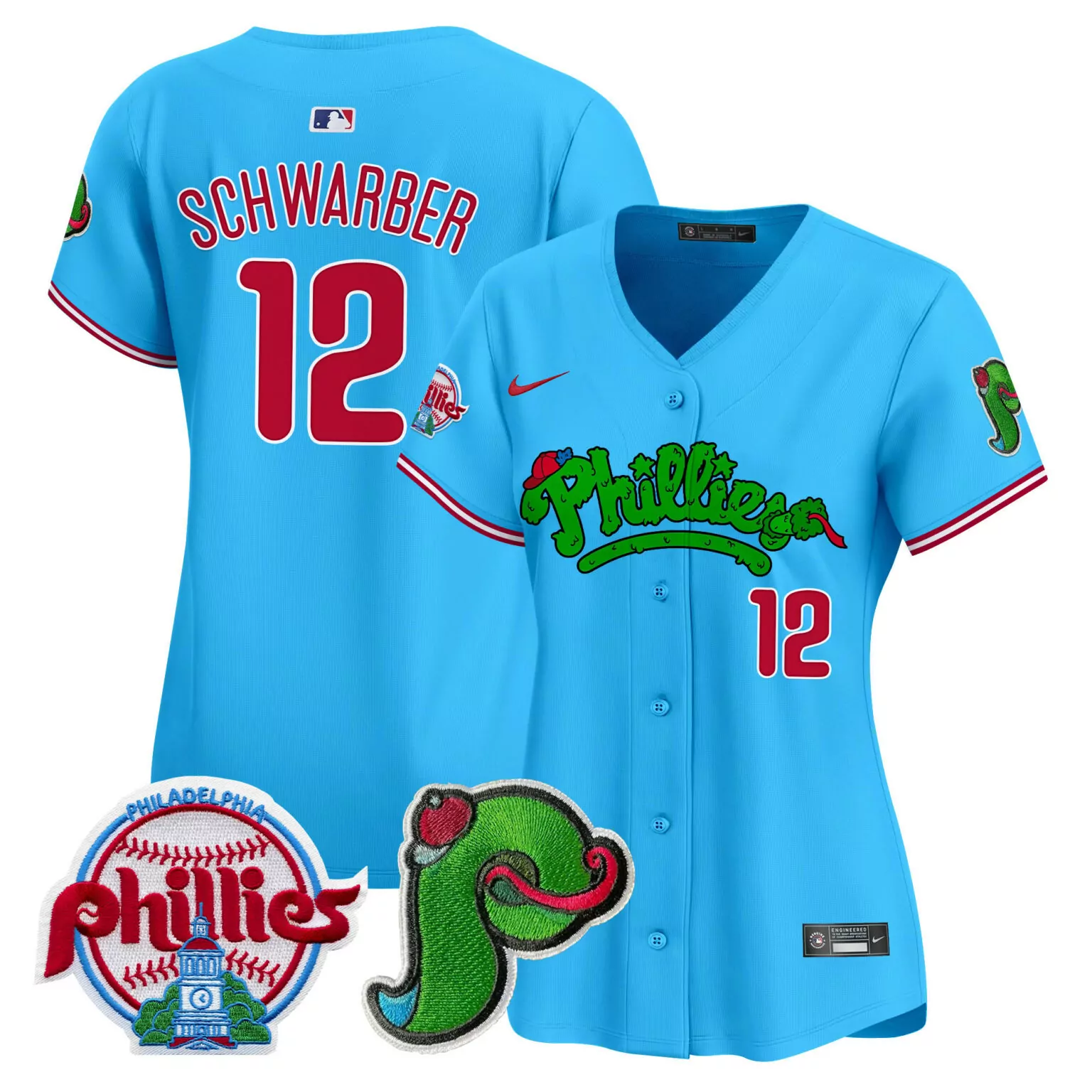 Personalized Light blue kyle schwarber philadelphia phillies patch jersey v4 all stitched 2846