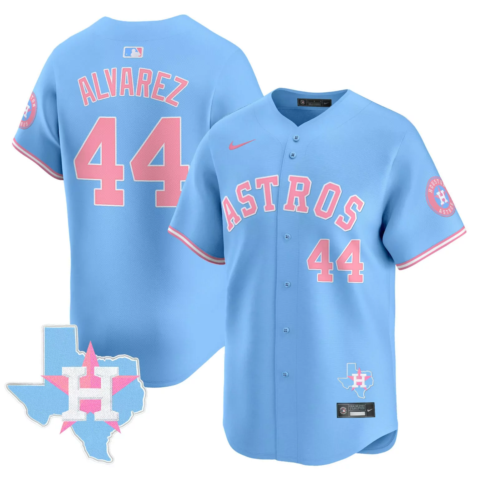 Customizable Light blue yordan alvarez unisex houston astros bubblegum pink jersey all stitched 1608
