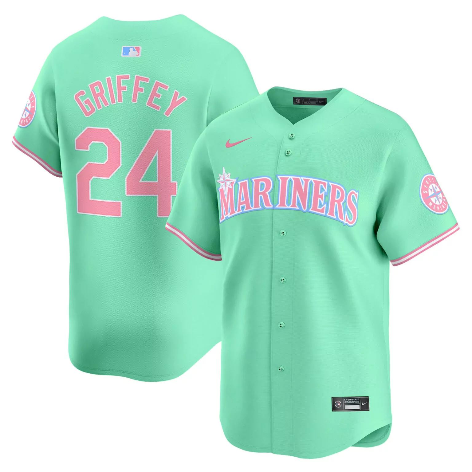 Custom Light teal ken griffey jr unisex seattle mariners bubblegum pink jersey all stitched 4410