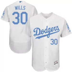 Personalized Los angeles dodgers 30 maury wills white fathers day flexbase jersey 9255