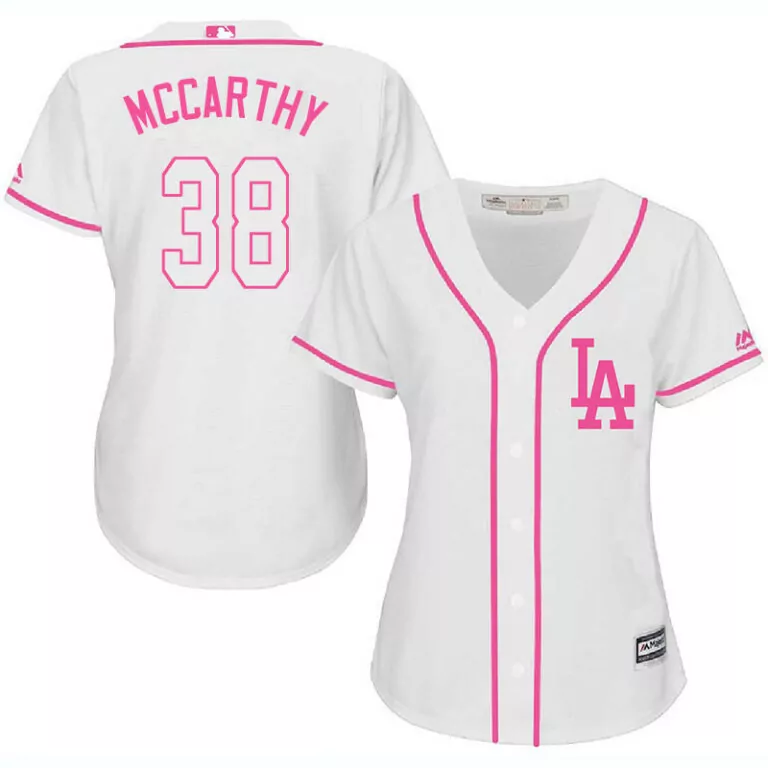 Customizable Los angeles dodgers 38 brandon mccarthy white pink women cool base jersey 8050