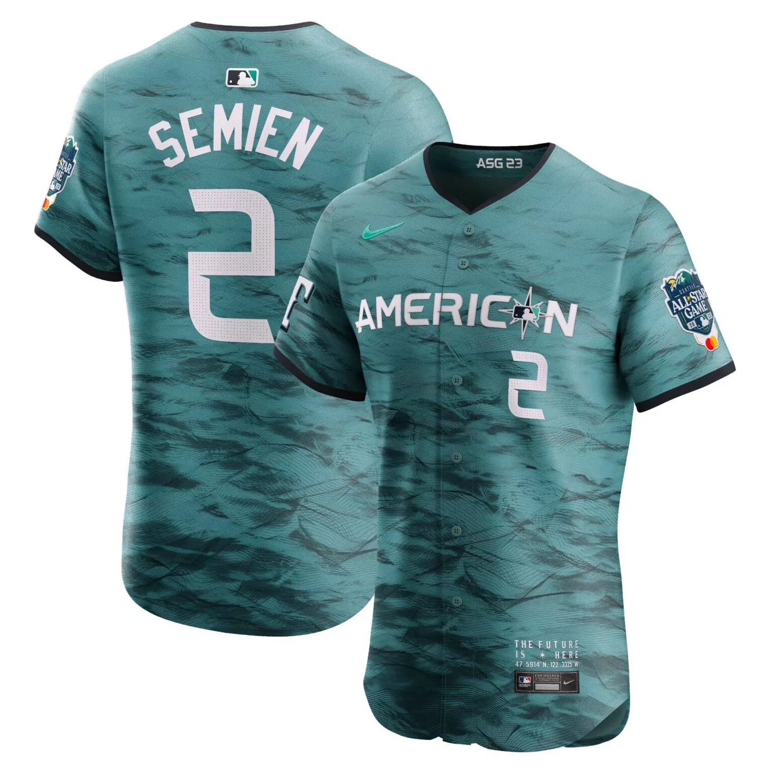Personalized Marcus semien seattle mariners american league 2023 all star game teal jersey all stitched 7887