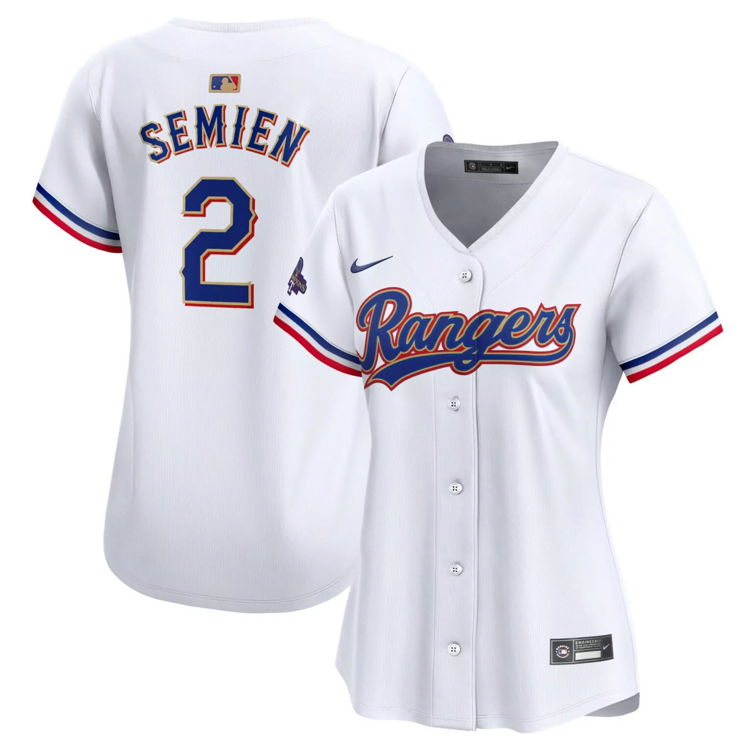 Customizable Marcus semien texas rangers womens 2024 gold collection player jersey white 4079