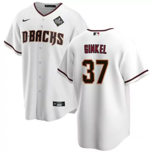 Customizable Mens arizona diamondbacks 37 kevin ginkel white 2023 world series cool base stitched jersey 8016