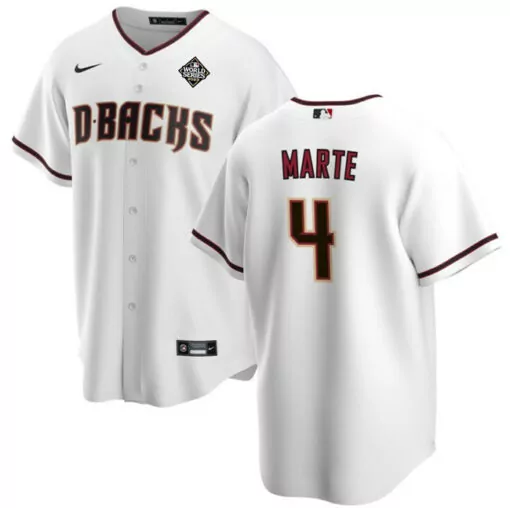 Customizable Mens arizona diamondbacks 4 ketel marte white 2023 world series cool base stitched jersey 9146