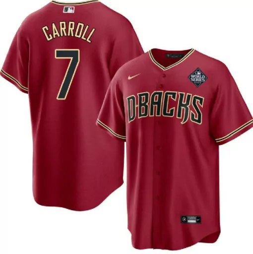 Customizable Mens arizona diamondbacks 7 corbin carroll red 2023 world series cool base stitched jersey 8685