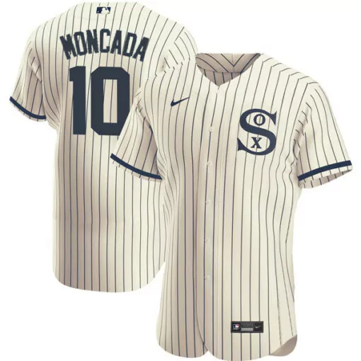 Customizable Mens chicago white sox 10 yoan moncada 2021 creamnavy field of dreams nameampnumber flex base stitched jersey 3179