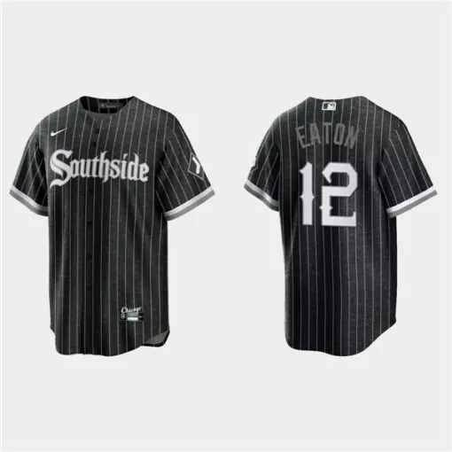 Personalized Mens chicago white sox 12 adam eaton black 2021 city connect cool base stitched jersey 9182