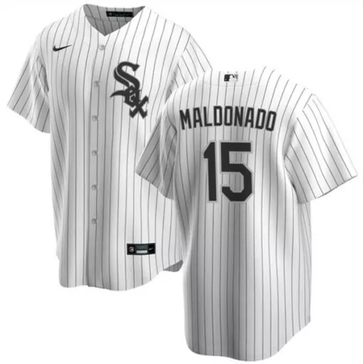 Custom Mens chicago white sox 15 martn maldonado white cool base stitched jersey 1605