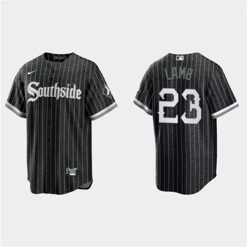 Personalized Mens chicago white sox 23 jake lamb black 2021 city connect cool base stitched jersey 1702
