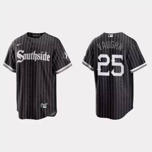 Customizable Mens chicago white sox 25 andrew clayton vaughn black 2021 city connect cool base stitched jersey 2402