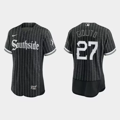 Personalized Mens chicago white sox 27 lucas giolito black 2021 city connect replica flex base stitched jersey 3430