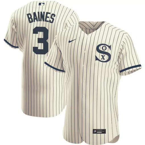 Personalized Mens chicago white sox 3 harold baines 2021 creamnavy field of dreams nameampnumber flex base stitched jersey 7359