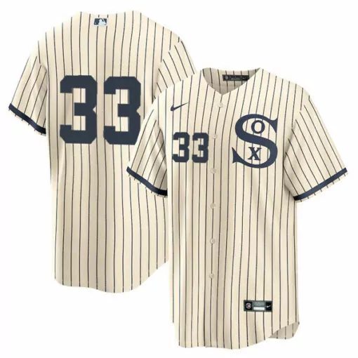 Personalized Mens chicago white sox 33 lance lynn 2021 creamnavy field of dreams cool base stitched jersey 5308