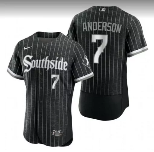 Personalized Mens chicago white sox 7 tim anderson city connect flex base stitched jersey 5822