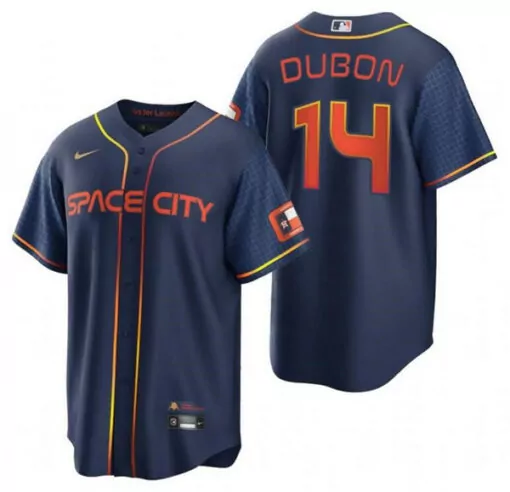 Custom Mens houston astros 14 mauricio dubn 2022 navy city connect cool base stitched jersey 7402