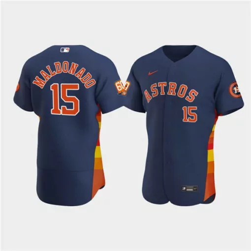 Personalized Mens houston astros 15 martn maldonado navy 60th anniversary flex base stitched jersey 8375