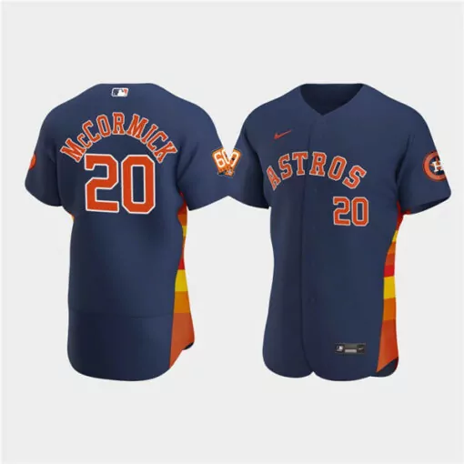 Custom Mens houston astros 20 chas mccormick navy 60th anniversary flex base stitched jersey 8940