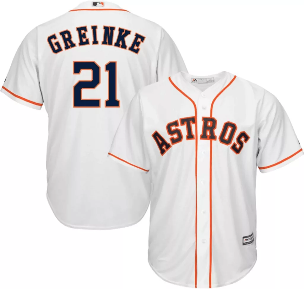 Personalized Mens houston astros 21 zack greinke majestic white 2019 cool base stitched jersey 2044