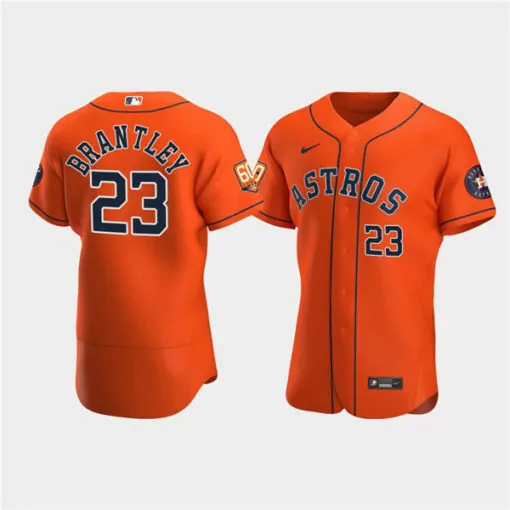 Personalized Mens houston astros 23 michael brantley orange 60th anniversary flex base stitched jersey 3382