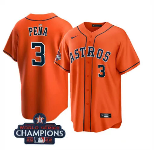 Customizable Mens houston astros 3 jeremy penaa orange 2022 world series champions cool base with no in front stitched jersey 7008