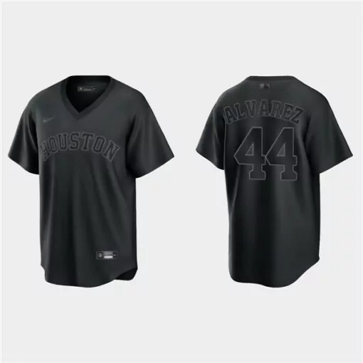 Custom Mens houston astros 44 yordan alvarez black pitch black fashion replica stitched jersey 4788