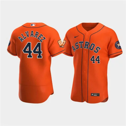 Customizable Mens houston astros 44 yordan alvarez orange 60th anniversary flex base stitched jersey 8485