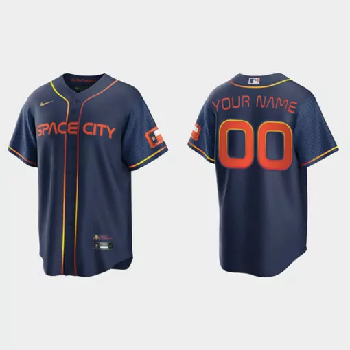 Custom Mens houston astros custom 2022 navy city connect cool base stitched jersey 2134