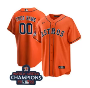 Custom Mens houston astros custom orange 2022 world series champions cool base stitched jersey 8544