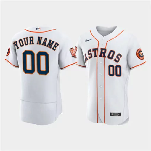 Custom Mens houston astros custom white 60th anniversary flex base stitched jersey 8099