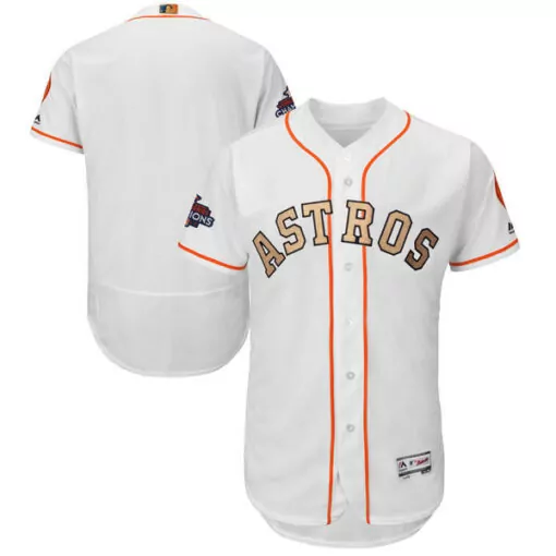 Custom Mens houston astros majestic white 2018 gold program flex base team stitched jersey 4833