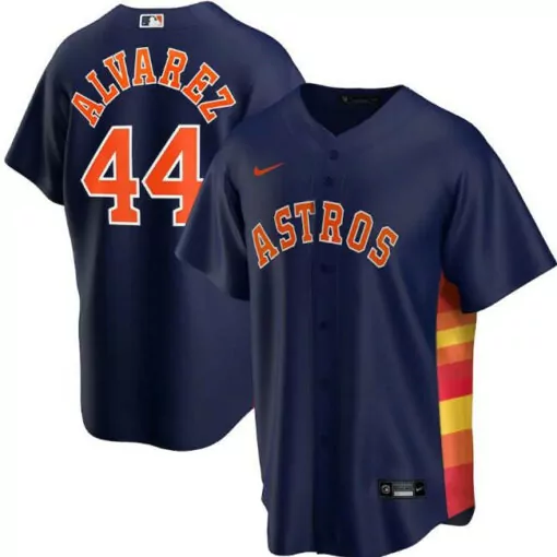 Personalized Mens houston astros navy 44 yordan alvarez cool base stitched jersey 2595