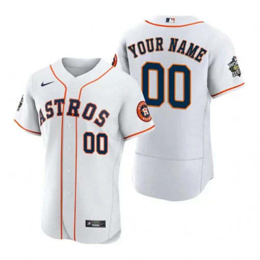 Personalized Mens houston astros white 2022 world series flex base stitched jersey 9161
