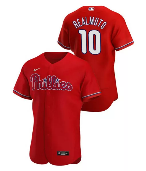 Customizable Mens philadelphia phillies 10 jt realmuto red flex base stitched jersey 3510
