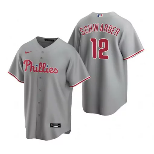 Personalized Mens philadelphia phillies 12 kyle schwarber gray cool base stitched jersey 5820