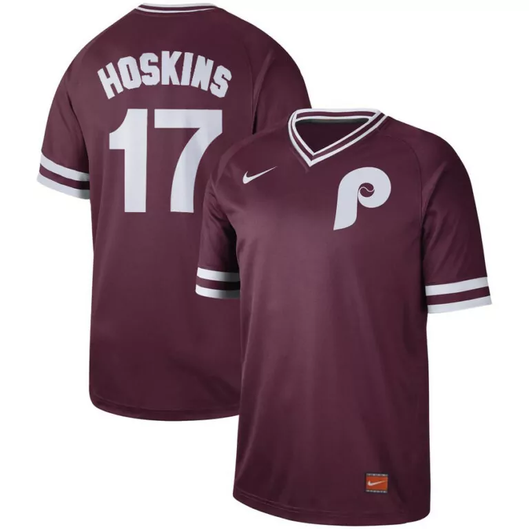 Customizable Mens philadelphia phillies 17 rhys hoskins maroon cooperstown collection legend stitched jersey 5281