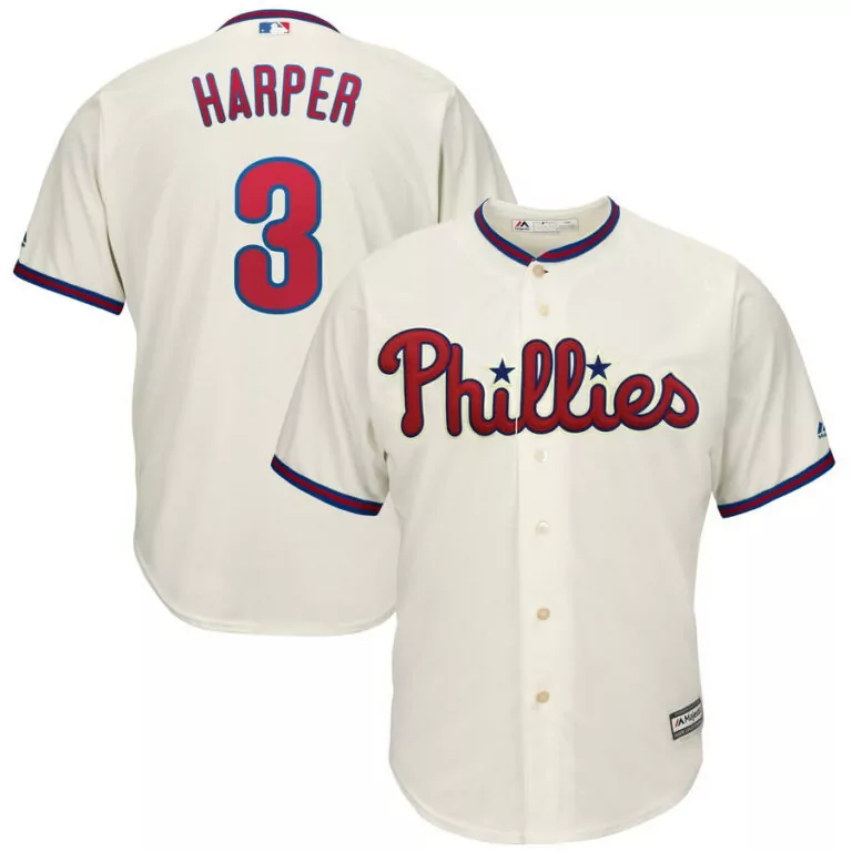 Customizable Mens philadelphia phillies 3 bryce harper majestic white cool base stitched jersey 4573