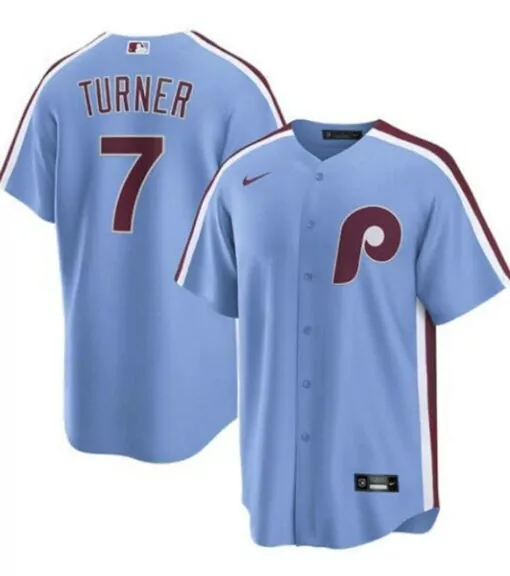 Customizable Mens philadelphia phillies 7 trea turner blue cool base stitched jersey 9561