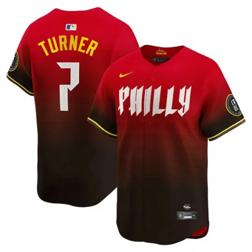 Customizable Mens philadelphia phillies 7 trea turner red 2024 city connect stitched jersey 8362