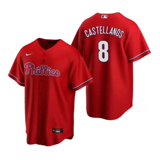 Custom Mens philadelphia phillies 8 nick castellanos red cool base stitched jersey 5934