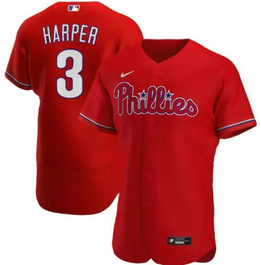 Personalized Mens philadelphia phillies red 3 bryce harper flex base stitched jersey 8516