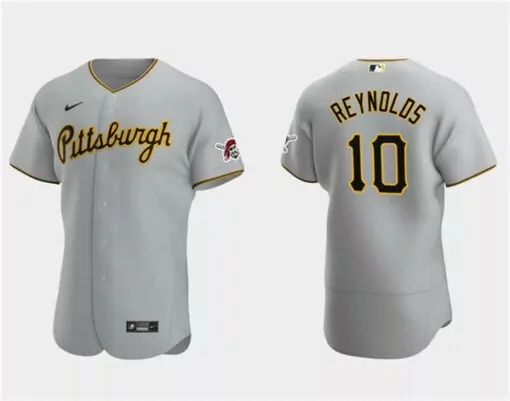 Personalized Mens pittsburgh pirates 10 bryan reynolds gray flex base stitched jersey 8735