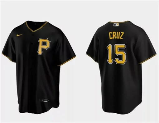 Custom Mens pittsburgh pirates 15 oneil cruz black cool base stitched jersey 4248