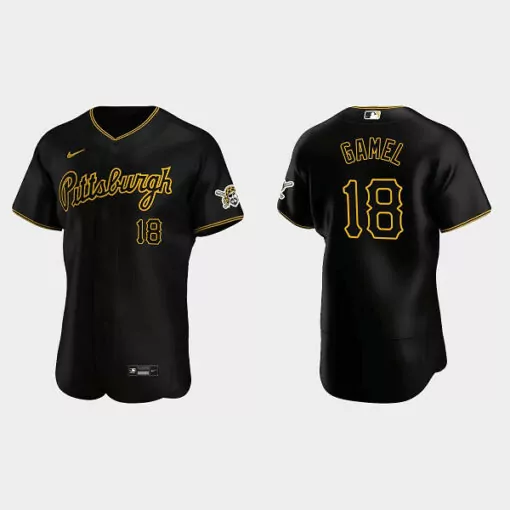 Custom Mens pittsburgh pirates 18 ben gamel black flex base stitched jersey 5996