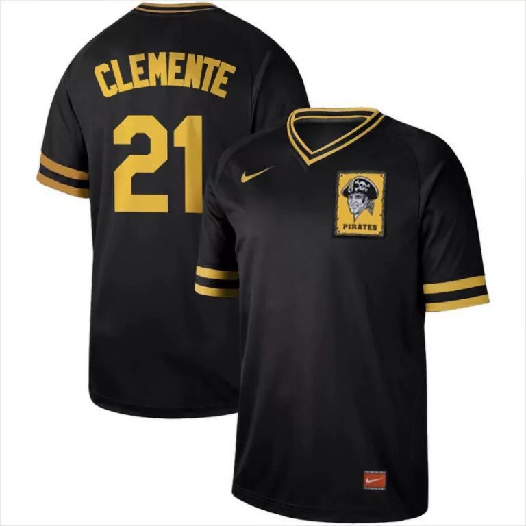 Custom Mens pittsburgh pirates 21 roberto clemente black cooperstown collection legendstitched jersey 4802