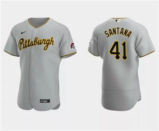 Customizable Mens pittsburgh pirates 41 carlos santana gray flex base stitched jersey 6444